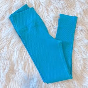 Carbon 38 high 7/8 high waisted ribbed light aqua. Size M Exact color on model